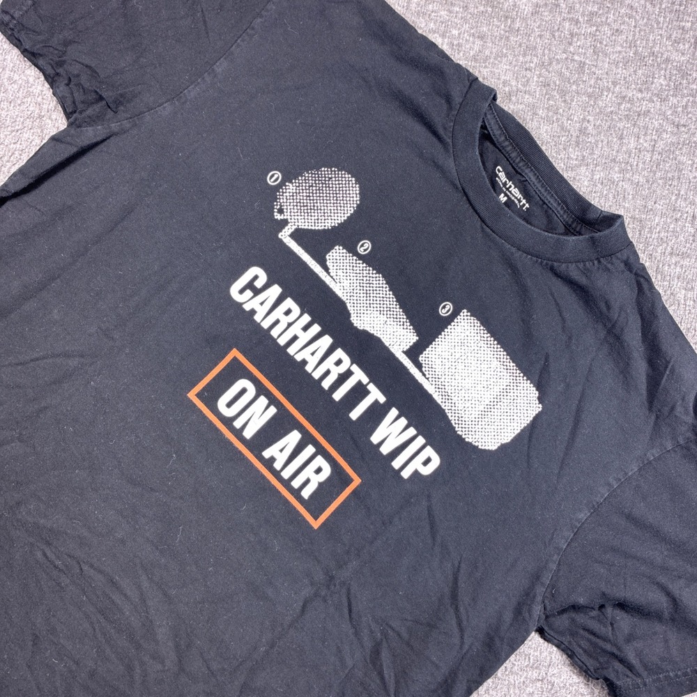 Carhartt WIP T-Shirt Mens Medium Black On Air Graphic Radio Workwear Rare